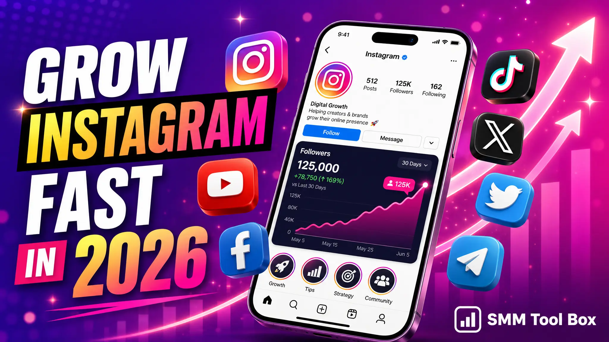 Grow Instagram followers fast in 2026 — SMM Tool Box smart growth strategy guide
